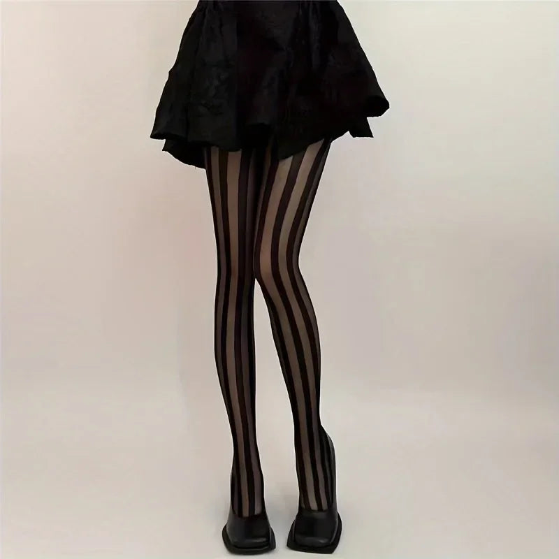 Lavigne Black Striped Tights