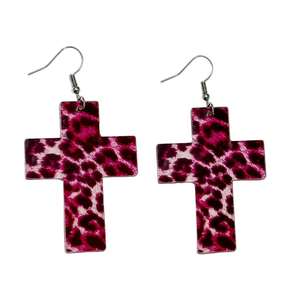 Pink Leopard Earrings